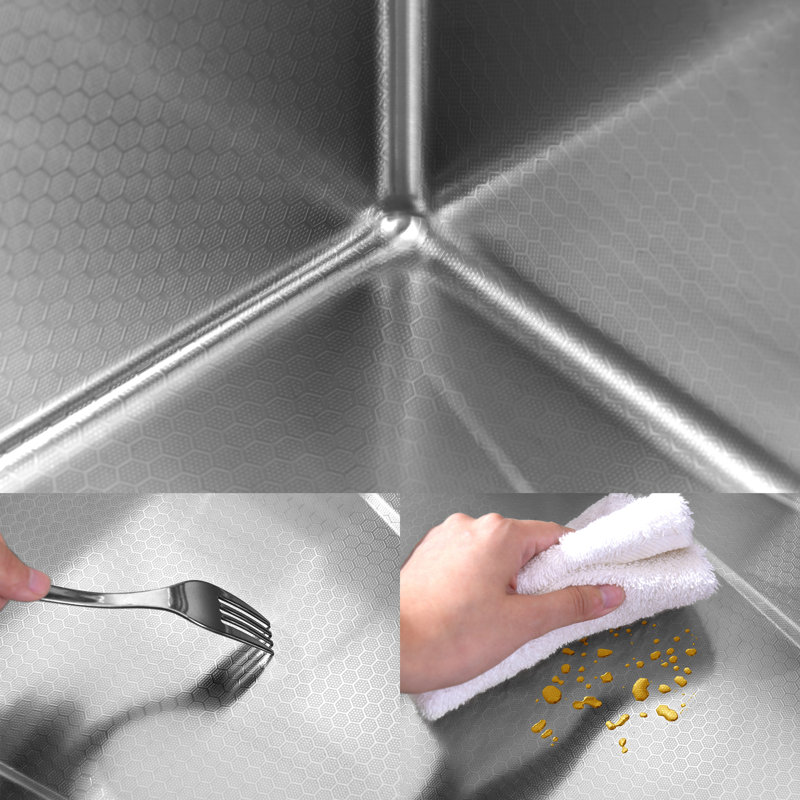 Évier à cuve rétractable à simple cuve à évier encastré en acier inoxydable 304, Gris foncé