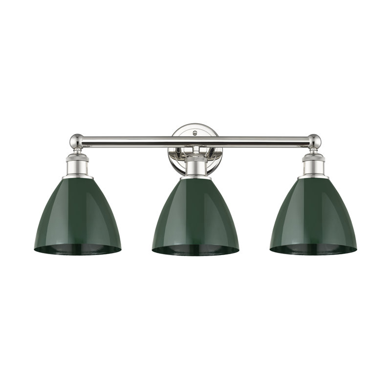 Éclairage pour meuble-lavabo 3 lumières 25,5 pouces Anglie Dome, Vert, Nickel poli