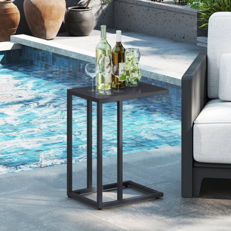 Table d'appoint en forme de C avec repose-pieds réglables pour la chambre à coucher du salon