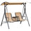 Balancelle de patio 2 places Outsunny, balançoire à baldaquin d'extérieur avec table de rangement pivotante, porte-gobelet, abat-jour réglable, siège de suspension et structure en acier résistant aux intempéries, beige
