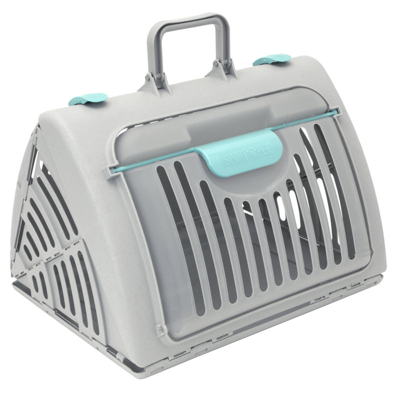Small Gray Plastic Pet Carrier with Waterproof Bed