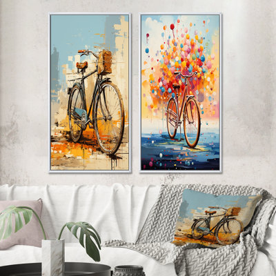 "Vélo expressif voyages" - 2 pièces sur toile