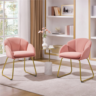 Flower Shape Tub Chair with Golden Metal Legs 