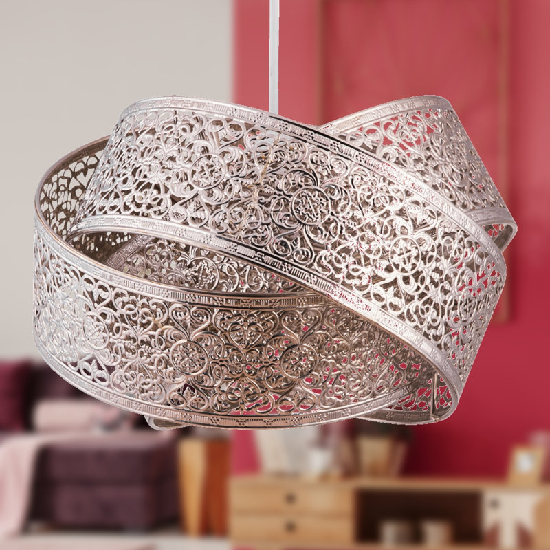 20cm H Metal Novelty Pendant Shade ( Uno ) in Silver
