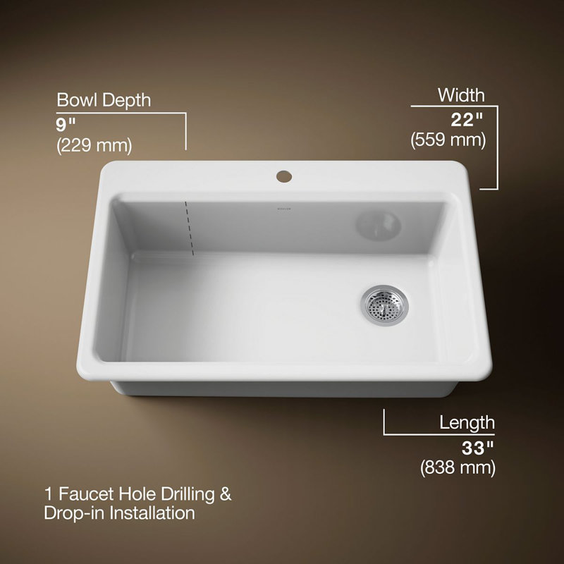 Riverby 33" Top-Mount Single-Bowl Kitchen Sink, 1 hole, White
