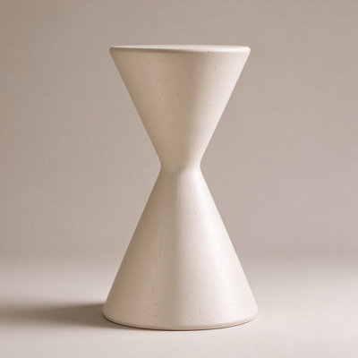 22.3" H Magnesium Oxide Hourglass Pedestal Side Table, Indoor Outdoor Accent Plant Stand