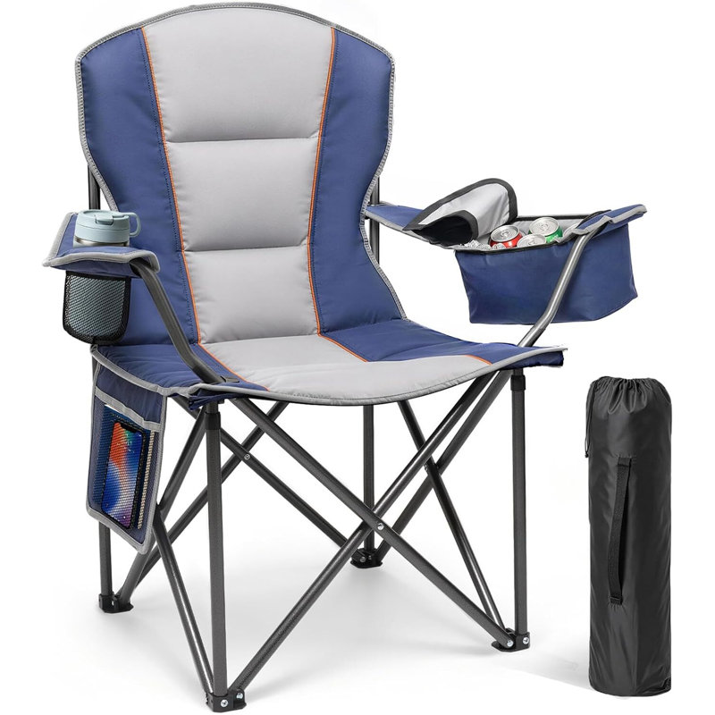 Chaise de camping pliante surdimensionnée, chaises portatives robustes avec sac de transport et épaississeur Oxford 600D, 1