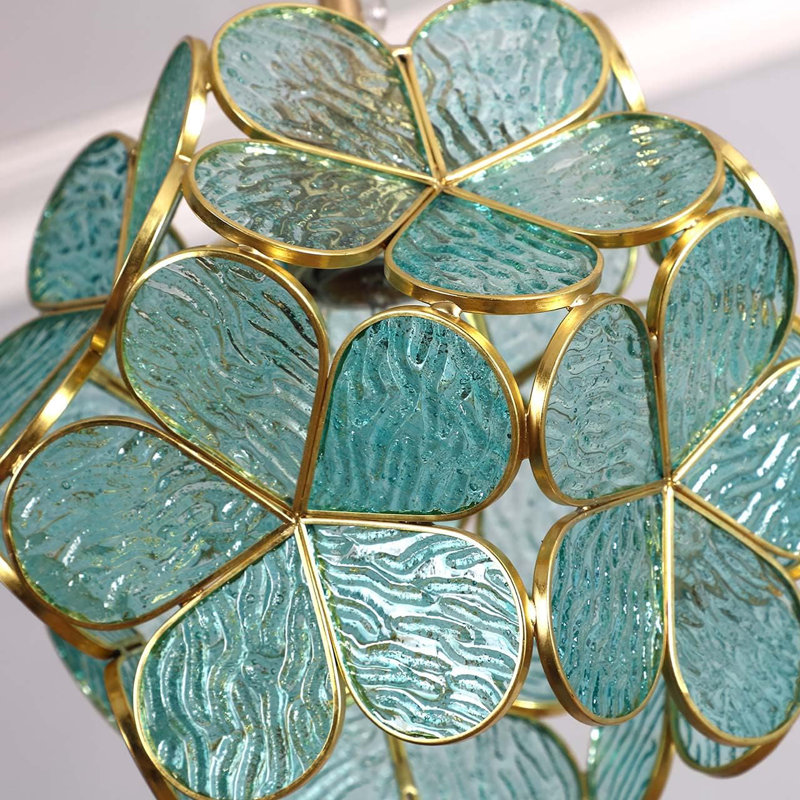 Plafonnier près du vitrail style pétales de fleurs pour décoration intérieure Tiffany (fleur de cerisier de 8 po), Vert