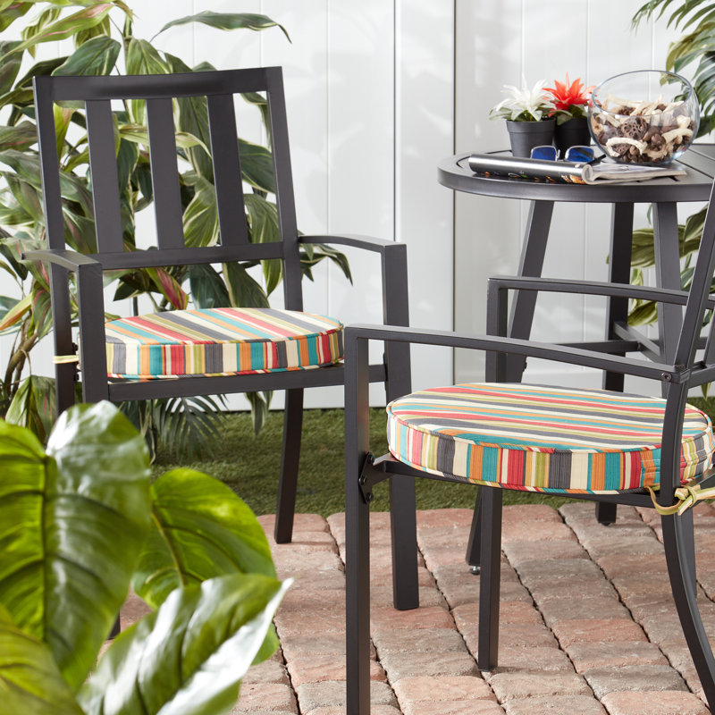 Outdoor Round Dining Chair Seat Pad, Sunset Stripe