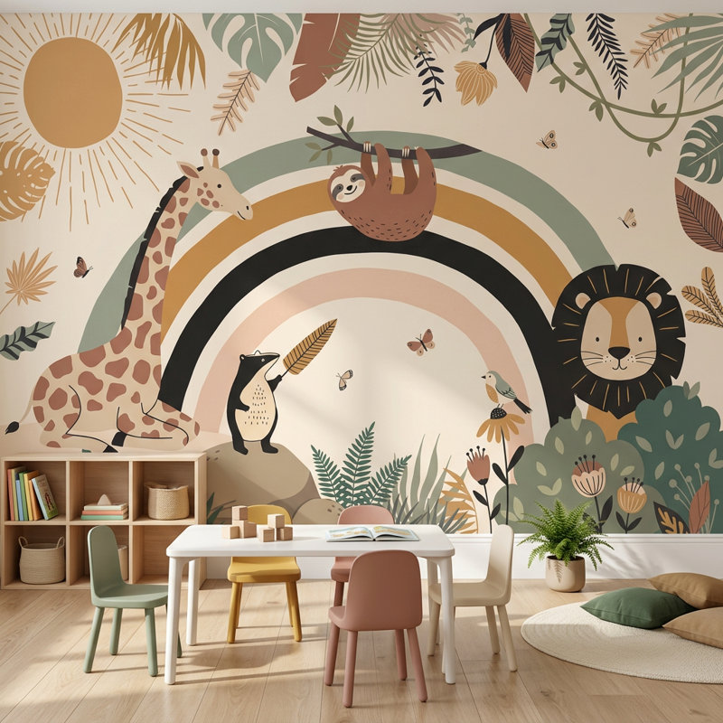 Panneau mural Jungle Vibe Safari Vibe Tropical Vibe, 200 po x 120 po, Peler et coller