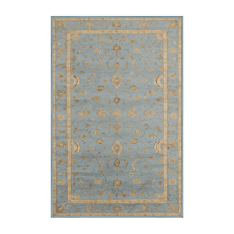 Tapis bleu persan lavable à la machine, Rectangulaire 2 pi x 3 pi