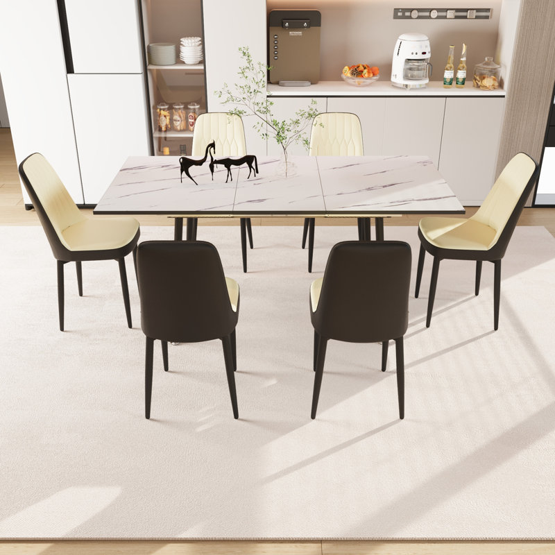 Ensemble de table de salle à manger extensible de 47 à 63 po pour 2 à 6 personnes