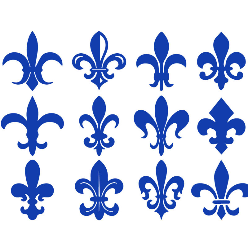 Décalcomanie murale motif fleur du lis, H 24 po x l 32 po x P 0,01 po, Bleu foncé
