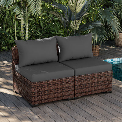 Ensemble de conversation d'extérieur sans accoudoirs pour 2 personnes avec coussin