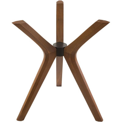 Walnut Mid-Century Modern Pedestal Dining Table Base Only – Compatible with Glass & Wood Tops – Anti-Slip Pads Included