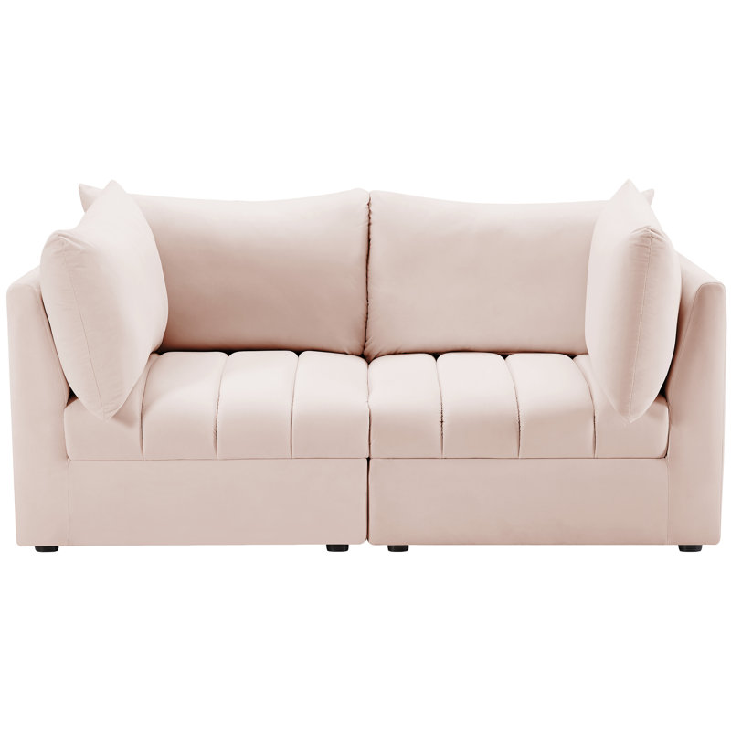 Ensoll 66'' Velvet Loveseat, Pink Velvet