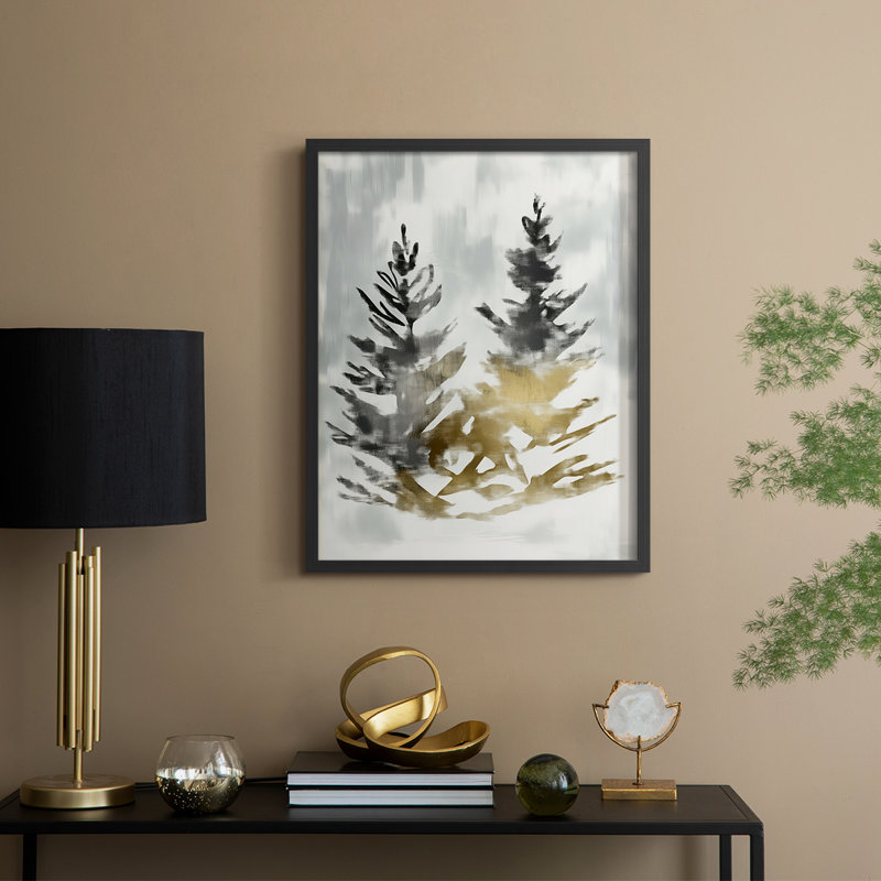Reproduction encadrée - bois massif, Noir, noir, noir, noir, H 21 po x l 17 po