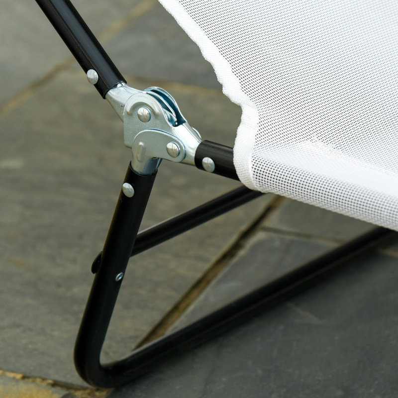 Adjustable Outdoor Pool Lounge Chair With Pillow, White