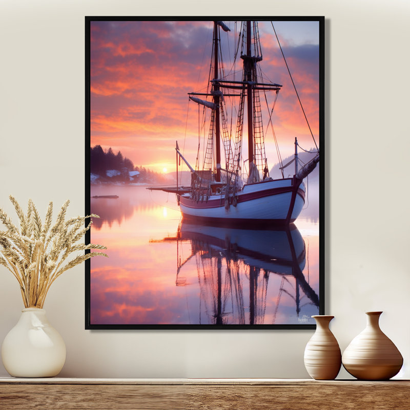 Amaurion - Bateau, art mural, Cadre flottant noir, H 40 po x l 30 po