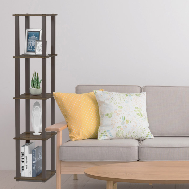 Cearfoss 146.3cm H x 29.5cm W Engineered Wood Corner Bookcase, Walnut/Brown