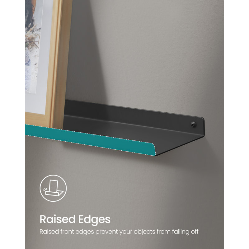3 Piece Metal Floating Shelf, Black