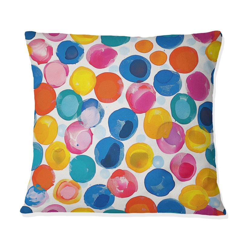 Motif à pois bleu et vert - Coussin décoratif à pois, H 16 po x l 16 po