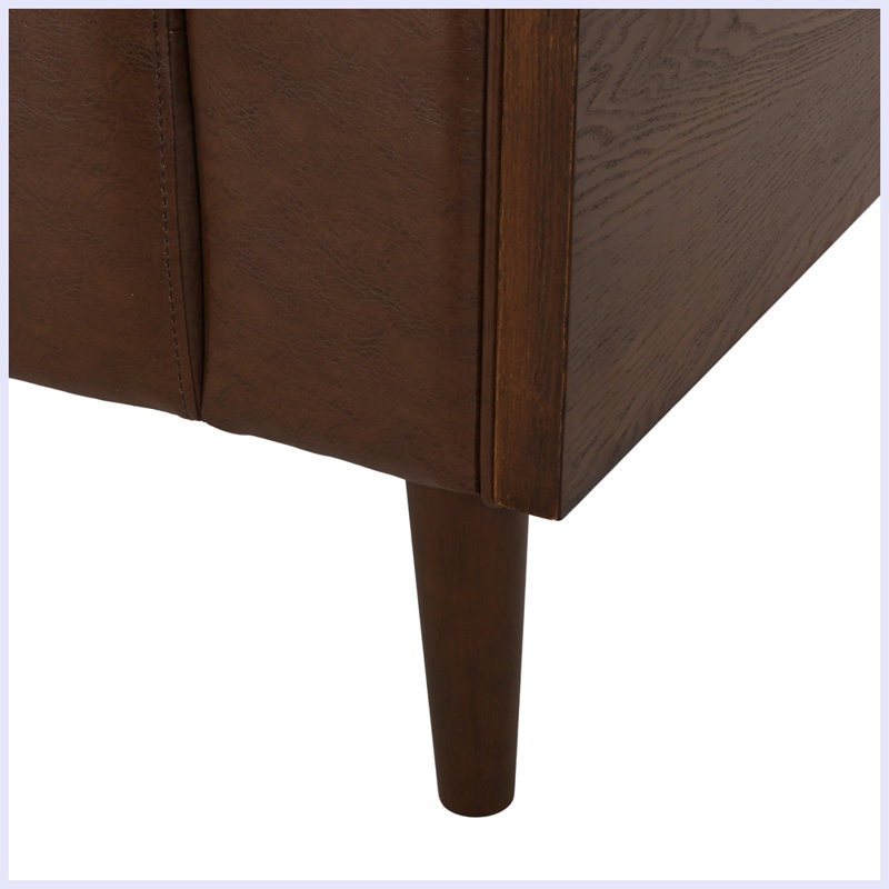 90.01'' Faux Leather Sofa, Dark Brown Faux Leather