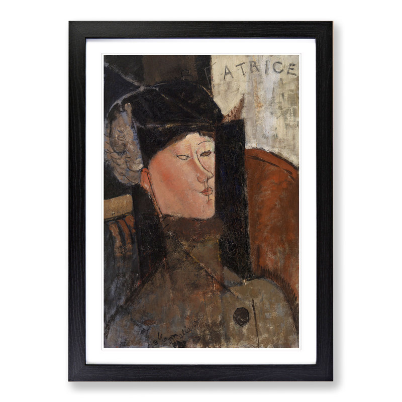 Beatrice by Amedeo Modigliani - Picture Frame Painting, 48cm H x 36cm W x 2cm D, Black Framed
