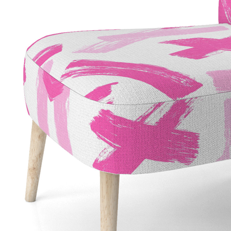Black & White Crossing Paths II - Modern Upholstered Side Chair, Pink/White