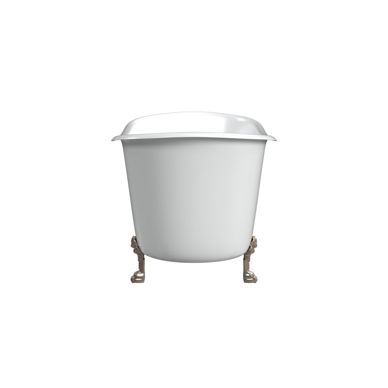 Winchester 68'' L Soaking Bathtub, White Interior with White Exterior, Brushed Nickel