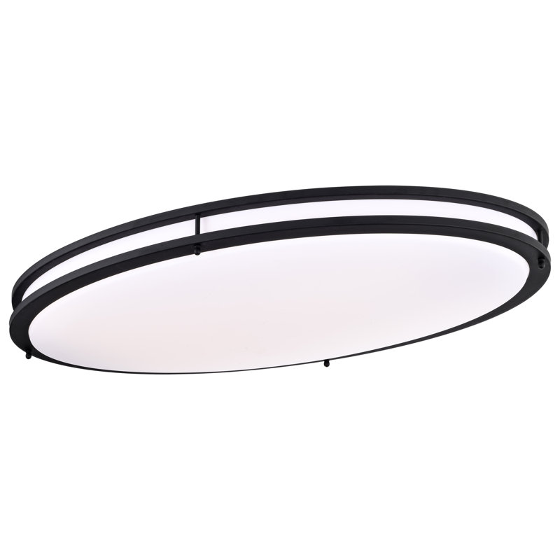 Plafonnier encastré simple ovale à DEL 1 lumière 32,5 po Myrique, Noir mat