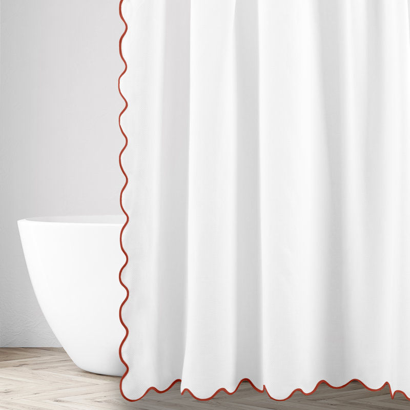 Rideau de douche Antalya, H 70 po x L 70 po, Blanc / Corail