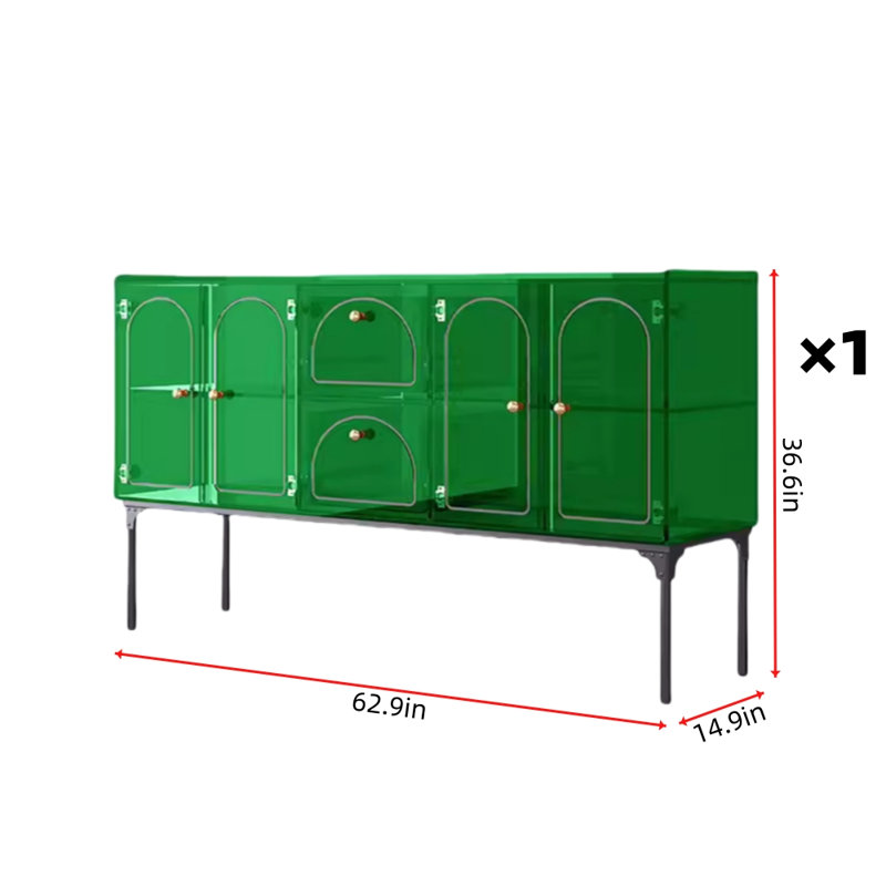Italian Style Light Luxury Accent Cabinet Sideboard, Green, 36.6" H x 47.2" W x 14.9" D