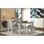 Ensemble de table de salle à manger de style rustique 6 pièces avec 4 chaises rembourrées et un banc (brun et blanc délavé)-620306344