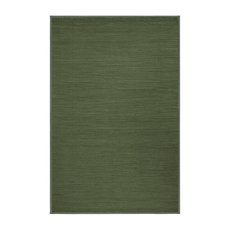 Machine Washable Solid Green Area Rug, Rectangle 2' x 3'