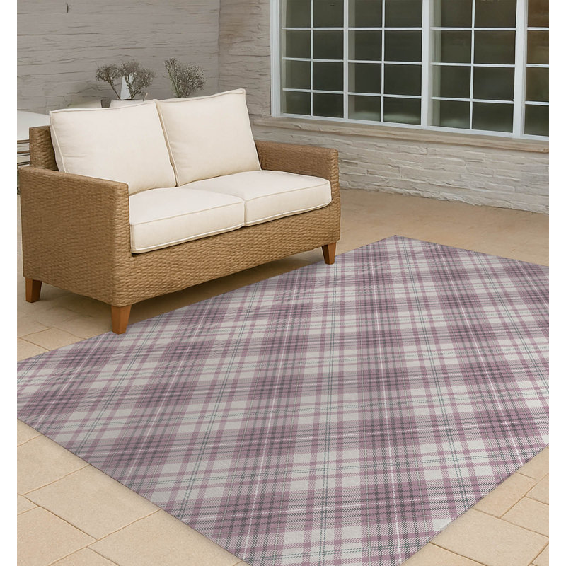 Chinny Tartan Non-Slip Outdoor Rug, Rectangle 8' x 10'