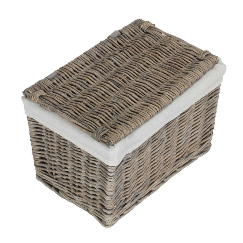 Wicker Laundry Basket, Small (24 cm x 36 cm x 24 cm), Grey