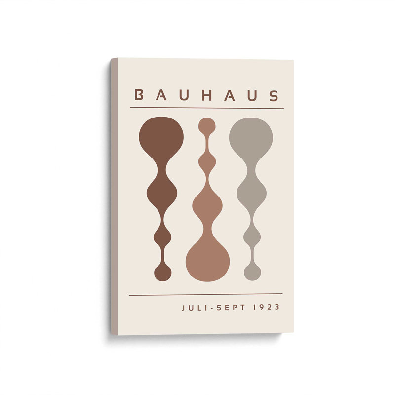 Affiche rétro Bauhaus II , H 36 po x l 24 po, Toile tendue, Blanc cassé / brun-terre cuite-grège