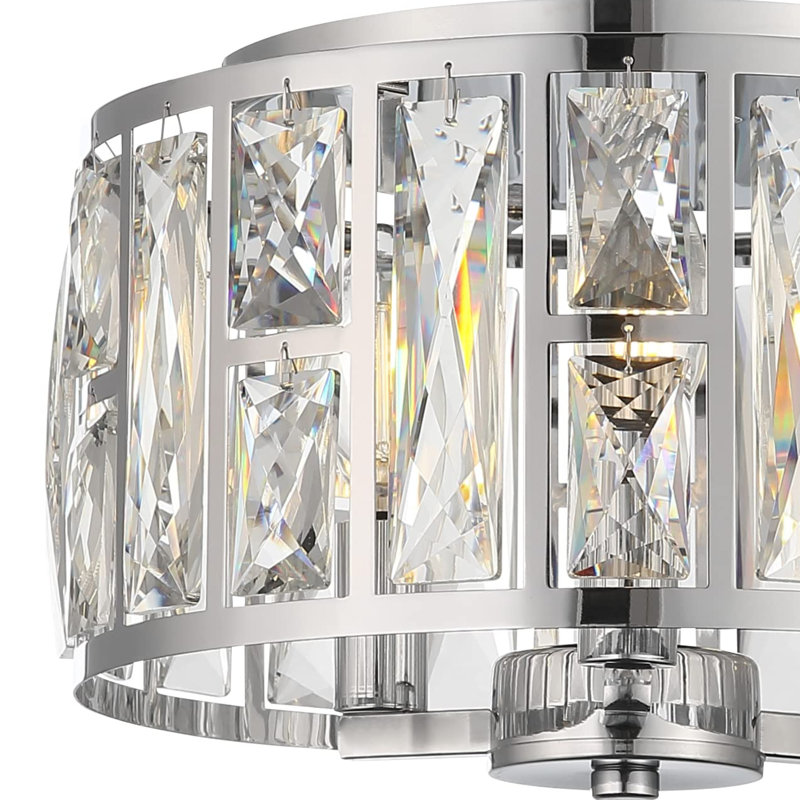 Plafonnier encastré en cristal 3 lumières Leanni, Chrome