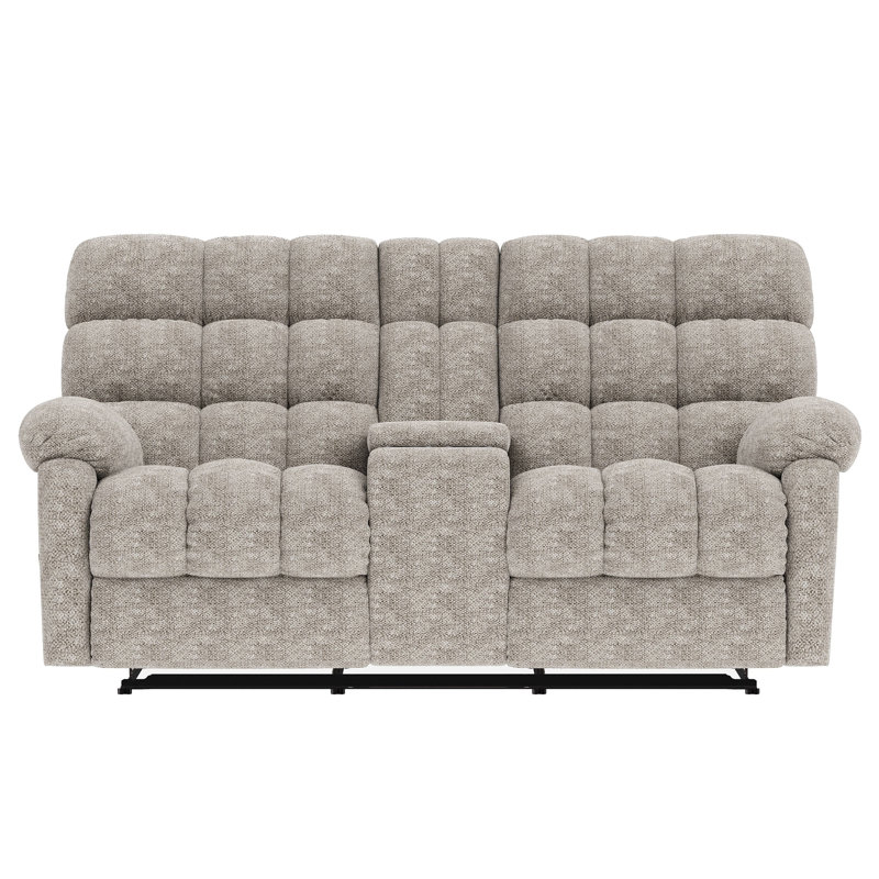 Causeuse double inclinable avec console, chenille beige, Beige
