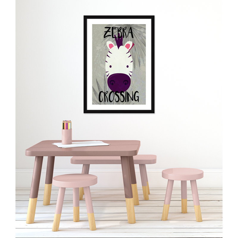 Impression sur papier Zebra Crossing, H 34,5 po x l 24,5 po x P 0,6 po, Encadré plat noir