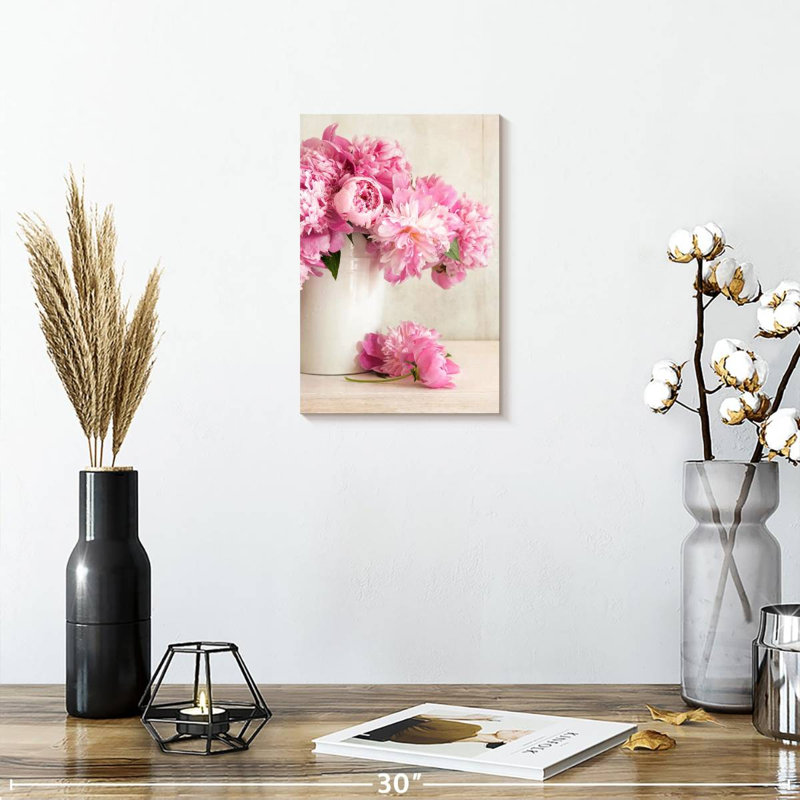 Pivoines roses fraîches, H 12 po x l 8 po