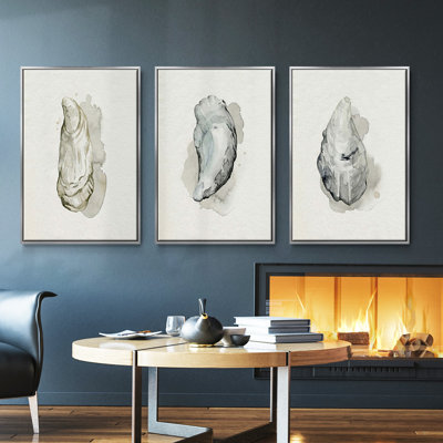 Oysters On The Bay I, ensemble de 3 toiles encadrées sur toile
