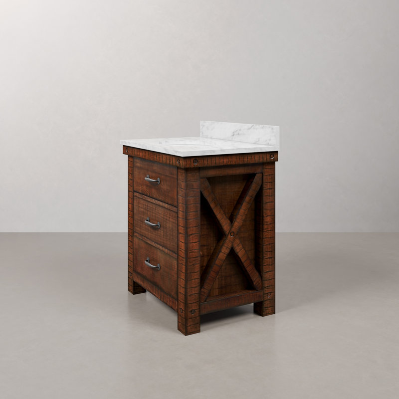 Jessen 30'' W Single Vanity, Rostic Sienna, Carrara White