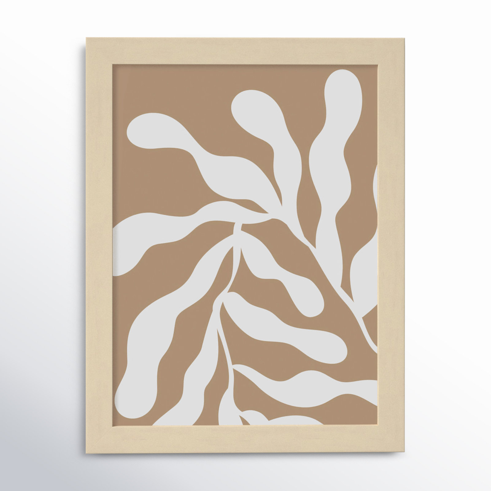 Retro Matisse Inspired Abstract Botanical 1 Beige by The Creative Bunch Studio, 13" H x 10" W x 1" D, Brown