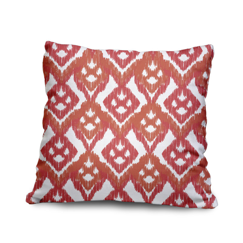 Happy Hippy Ikat Reversible Throw Pillow, Coral, 18" x 18"