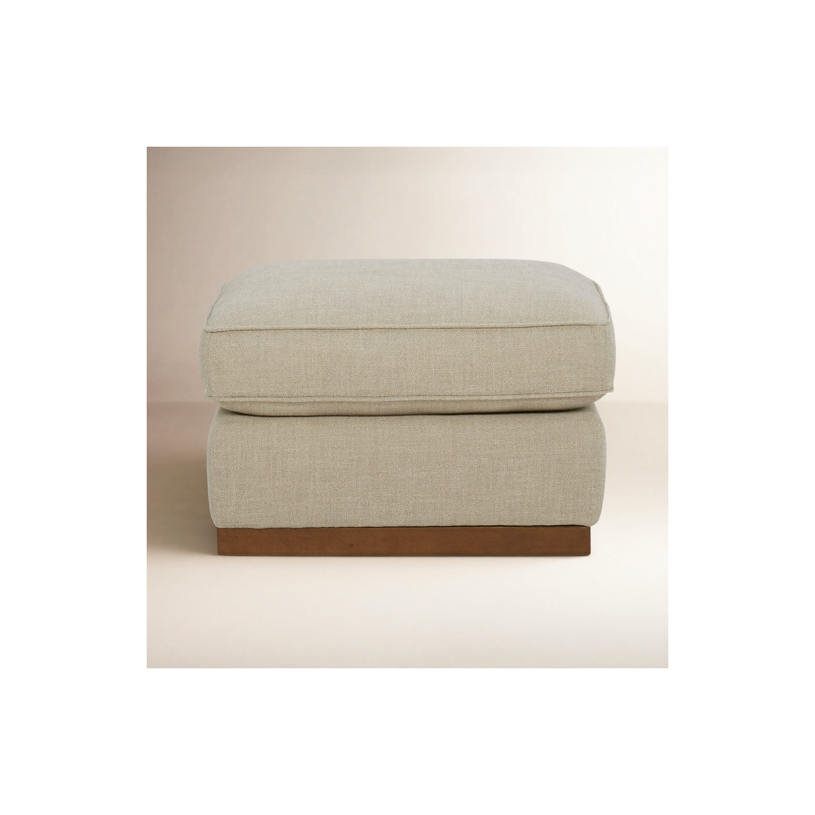 Bobbi 28'' Upholstered Ottoman, Effie Flax Performance Weave