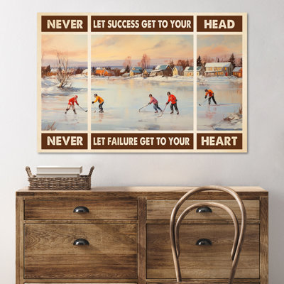 Hockey sur glace - "Never let échec" To Your Heart - Toile tendue avec châssis