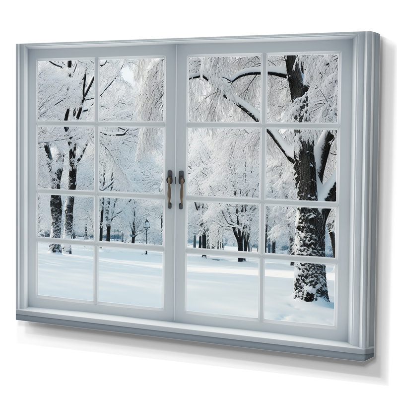 Winter Forest Window Views I - Winter Landscape, reproduction d'art sur toile encadrée, Toile tendue