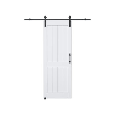 84'' Solid + Manufactured Wood Paneled without Installation Hardware Kit Barn Door
